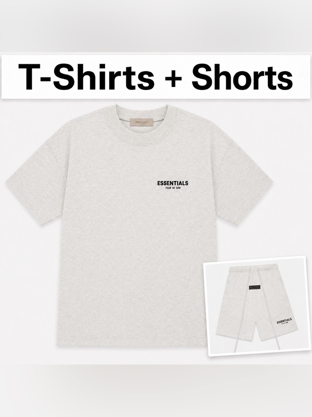 Essentials Fear of God Tee + shorts set in Light Oatmeal NWT all sizes